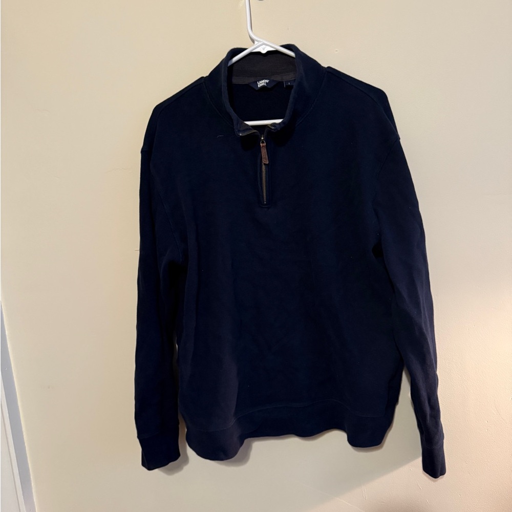 Lands' End Men's Dark Blue Zip-Up Sweater